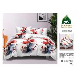                                                         Lenjerie de Pat 4 Piese pentru 2 Persoane, Cearceaf cu Elastic, Imprimeu Elegant Modern