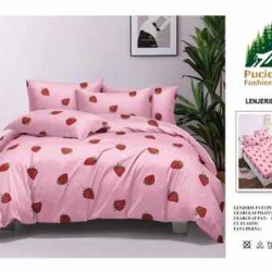                                                         Lenjerie de Pat 4 Piese pentru 2 Persoane, Cearceaf cu Elastic, Imprimeu Elegant Modern