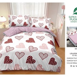                                                     Lenjerie 4 Piese Pat Dublu Cearceaf cu Elastic