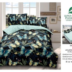                                                     Lenjerie 4 Piese Pat Dublu Cearceaf cu Elastic