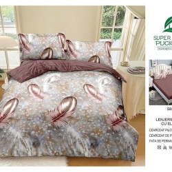                                                     Lenjerie 4 Piese Pat Dublu Cearceaf cu Elastic