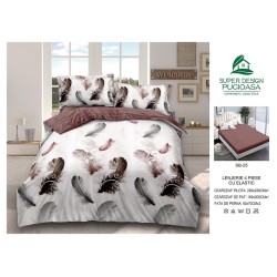                                                     Lenjerie 4 Piese Pat Dublu Cearceaf cu Elastic