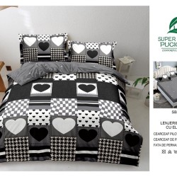                                                     Lenjerie 4 Piese Pat Dublu Cearceaf cu Elastic