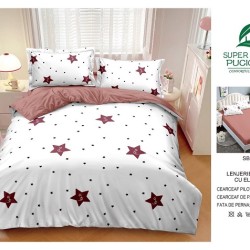                                                     Lenjerie 4 Piese Pat Dublu Cearceaf cu Elastic