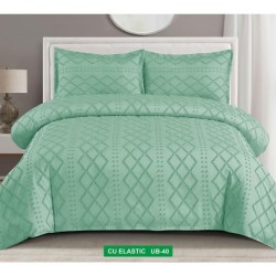                                                      Lenjerii de pat 4 Piese Broderie Cearceaf cu Elastic