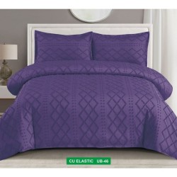                                                      Lenjerii de pat 4 Piese Broderie Cearceaf cu Elastic