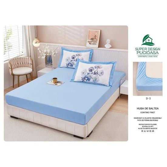                                                      Husa Finet 3 Piese Bleu Uni 160x200CM