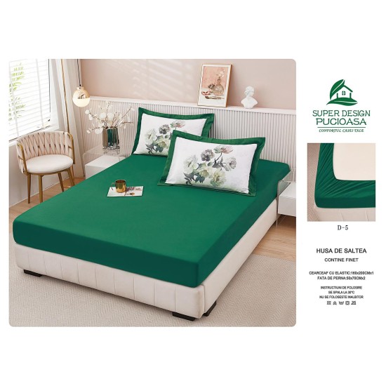                                                      Husa Finet 3 Piese Verde Uni 160x200CM