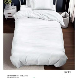                                                   Set Pat 4 Piese „Super Design Pucioasa” – Ediție Bicoloră cu Cearceaf de Pat cu Elastic