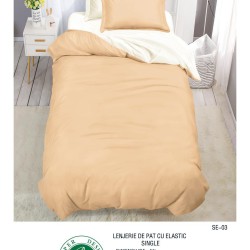                                                   Set Pat 4 Piese „Super Design Pucioasa” – Ediție Bicoloră cu Cearceaf de Pat cu Elastic