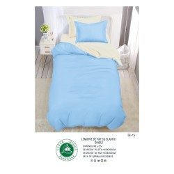                                                   Set Pat 4 Piese „Super Design Pucioasa” – Ediție Bicoloră cu Cearceaf de Pat cu Elastic