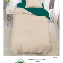                                                   Set Pat 4 Piese „Super Design Pucioasa” – Ediție Bicoloră cu Cearceaf de Pat cu Elastic