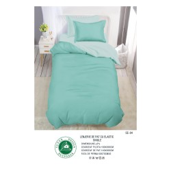                                                   Set Pat 4 Piese „Super Design Pucioasa” – Ediție Bicoloră cu Cearceaf de Pat cu Elastic