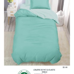                                                   Set Pat 4 Piese „Super Design Pucioasa” – Ediție Bicoloră cu Cearceaf de Pat cu Elastic