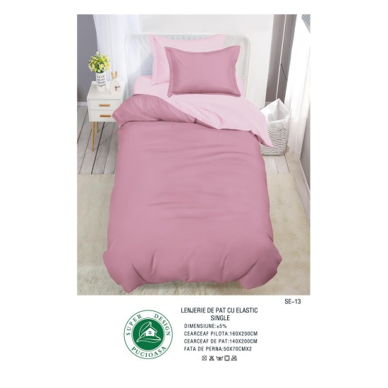                                                   Set Pat 4 Piese „Super Design Pucioasa” – Ediție Bicoloră cu Cearceaf de Pat cu Elastic