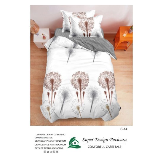                                                  Set Pat 4 Piese „Super Design Pucioasa” – Cearceaf cu Elastic