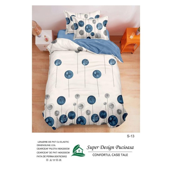                                                  Set Pat 4 Piese „Super Design Pucioasa” – Cearceaf cu Elastic