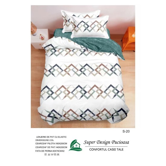                                                  Set Pat 4 Piese „Super Design Pucioasa” – Cearceaf cu Elastic