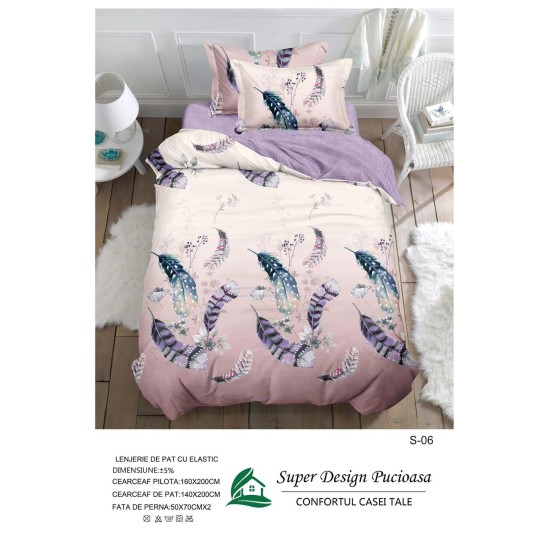                                                  Set Pat 4 Piese „Super Design Pucioasa” – Cearceaf cu Elastic