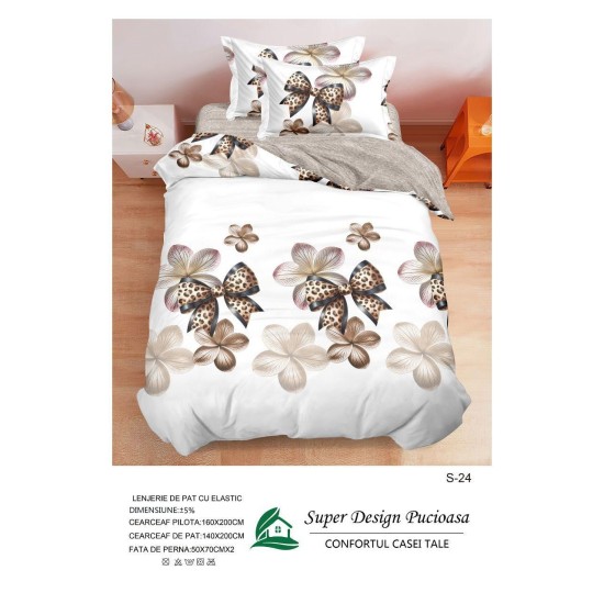                                                  Set Pat 4 Piese „Super Design Pucioasa” – Cearceaf cu Elastic
