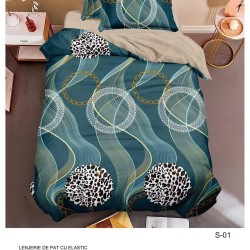                                                  Set Pat 4 Piese „Super Design Pucioasa” – Cearceaf cu Elastic