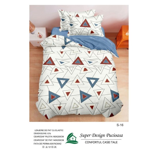                                                  Set Pat 4 Piese „Super Design Pucioasa” – Cearceaf cu Elastic
