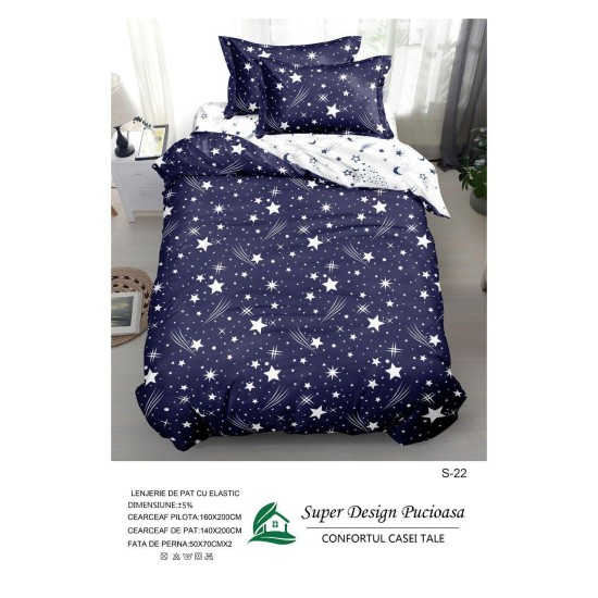                                                  Set Pat 4 Piese „Super Design Pucioasa” – Cearceaf cu Elastic