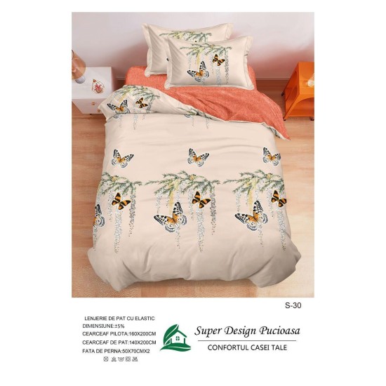                                                  Set Pat 4 Piese „Super Design Pucioasa” – Cearceaf cu Elastic