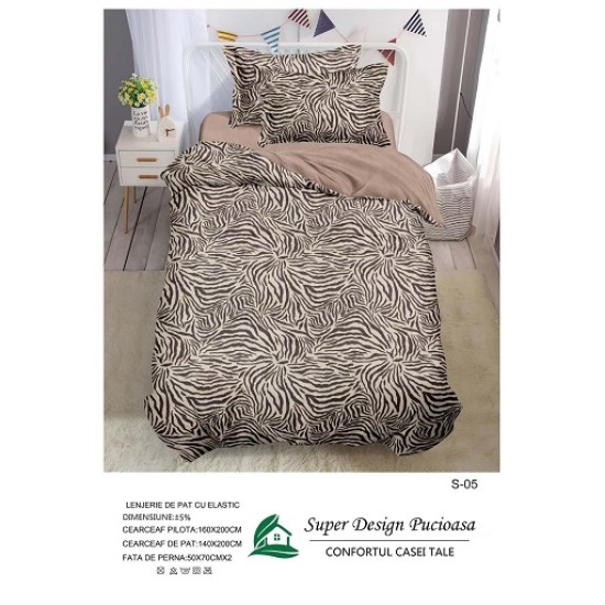                                                  Set Pat 4 Piese „Super Design Pucioasa” – Cearceaf cu Elastic