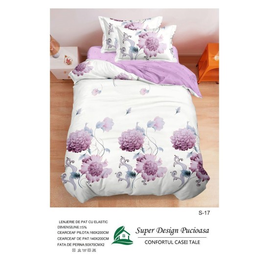                                                 Set Pat 4 Piese „Super Design Pucioasa” – Cearceaf cu Elastic