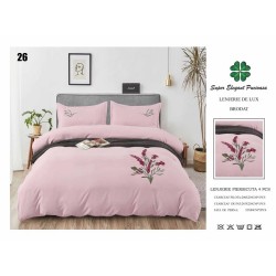                                                        Lenjerie de Pat Lux Finet Brodată 4 Piese – Elegant Pucioasa – Pat 2 Persoane