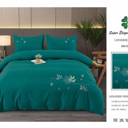                                                        Lenjerie de Pat Lux Finet Brodată 4 Piese – Elegant Pucioasa – Pat 2 Persoane