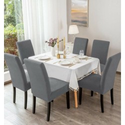                                                 Huse Scaune Elastice Lycra, Set 6 Bucăți, Universale, Lavabile, Protecție Scaun, Culoare Gri 