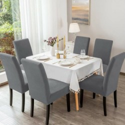                                                 Huse Scaune Elastice Lycra, Set 6 Bucăți, Universale, Lavabile, Protecție Scaun, Culoare Gri 