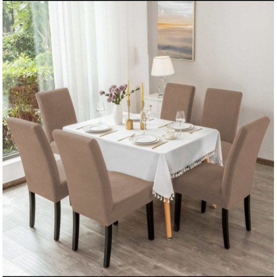                                                 Huse Scaune Elastice Lycra, Set 6 Bucăți, Universale, Lavabile, Protecție Scaun, Culoare Bej