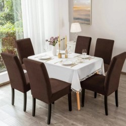                                                 Huse Scaune Elastice Lycra, Set 6 Bucăți, Universale, Lavabile, Protecție Scaun, Culoare Maro