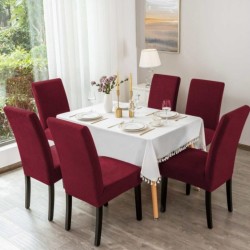                                                 Huse Scaune Elastice Lycra, Set 6 Bucăți, Universale, Lavabile, Protecție Scaun, Culoare Bordo