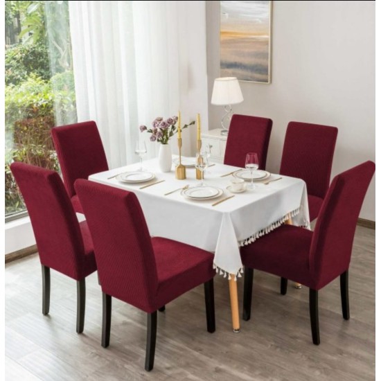                                                 Huse Scaune Elastice Lycra, Set 6 Bucăți, Universale, Lavabile, Protecție Scaun, Culoare Bordo