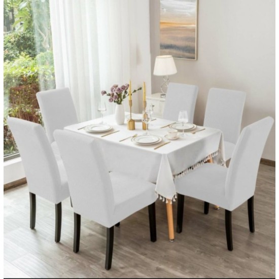                                                 Huse Scaune Elastice Lycra, Set 6 Bucăți, Universale, Lavabile, Protecție Scaun, Culoare Alb