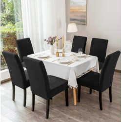                                                  Huse Scaune Elastice Lycra, Set 6 Bucăți, Universale, Lavabile, Protecție Scaun, Culoare Gri Închis