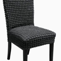                                               Huse Scaune Creponate Elastice, Set 6 Bucăți, Universale, Design Simplu, Gri Închis