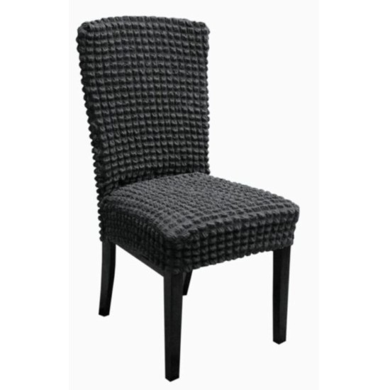                                               Huse Scaune Creponate Elastice, Set 6 Bucăți, Universale, Design Simplu, Gri Închis