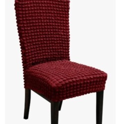                                               Huse Scaune Creponate Elastice, Set 6 Bucăți, Universale, Design Simplu, Bordo