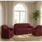                                                 Set Complet Huse Elastice pentru Canapea 3 Locuri și 2 Fotolii, Material Creponat cu Volane, Bordo