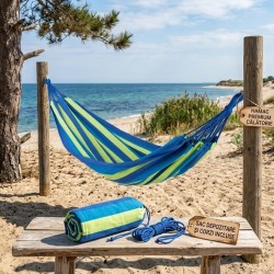                                                    Hamac relaxare textil bicolor 100 x 200 CM cu salculet depozitare