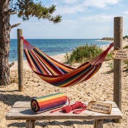                                                    Hamac relaxare textil multicolor 100 x 200 CM cu salculet depozitare