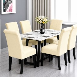                                                  Huse Scaune Elastice Lycra, Set 6 Bucăți, Universale, Lavabile, Protecție Scaun, Culoare Galben Pal