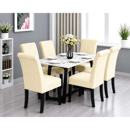                                                  Huse Scaune Elastice Lycra, Set 6 Bucăți, Universale, Lavabile, Protecție Scaun, Culoare Galben Pal