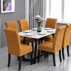                                                  Huse Scaune Elastice Lycra, Set 6 Bucăți, Universale, Lavabile, Protecție Scaun, Culoare Galben Muștar