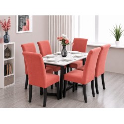                                                  Huse Scaune Elastice Lycra, Set 6 Bucăți, Universale, Lavabile, Protecție Scaun, Culoare Roz Coral